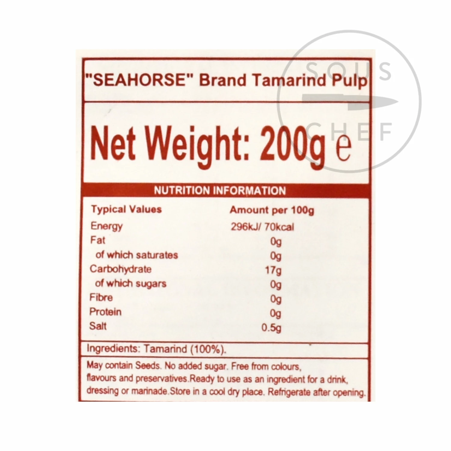 Panda Brand Tamarind Pulp 200g Ingredients