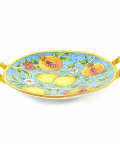 Ceramiche Toscane Hand Painted Centrepiece Dish - Pomegranates & Lemons 35cm Tableware