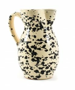 Puglia Handmade Puglia Black Splatter Ceramic Pitcher Tableware
