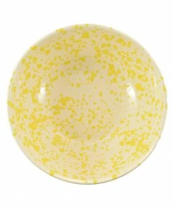 Puglia Handmade Puglia Yellow Splatter Large Salad Bowl 28cm Tableware