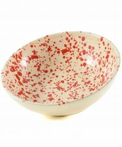 Puglia Handmade Tableware Puglia Red Splatter Large Salad Bowl 28cm