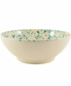 Puglia Handmade Tableware Puglia Aquamarine Splatter Large Salad Bowl 28cm