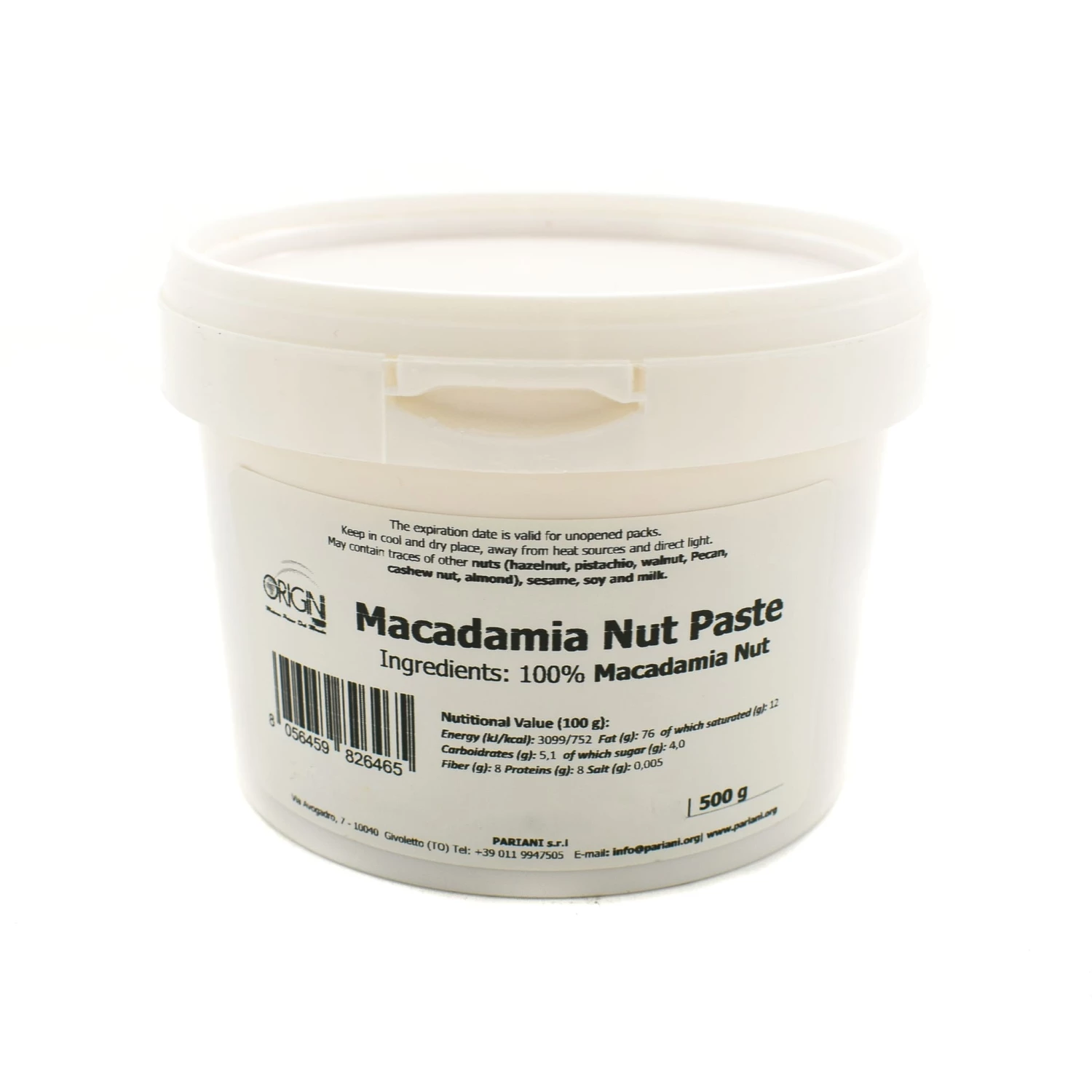 Pariani Macadamia Nut Paste 500g Ingredients