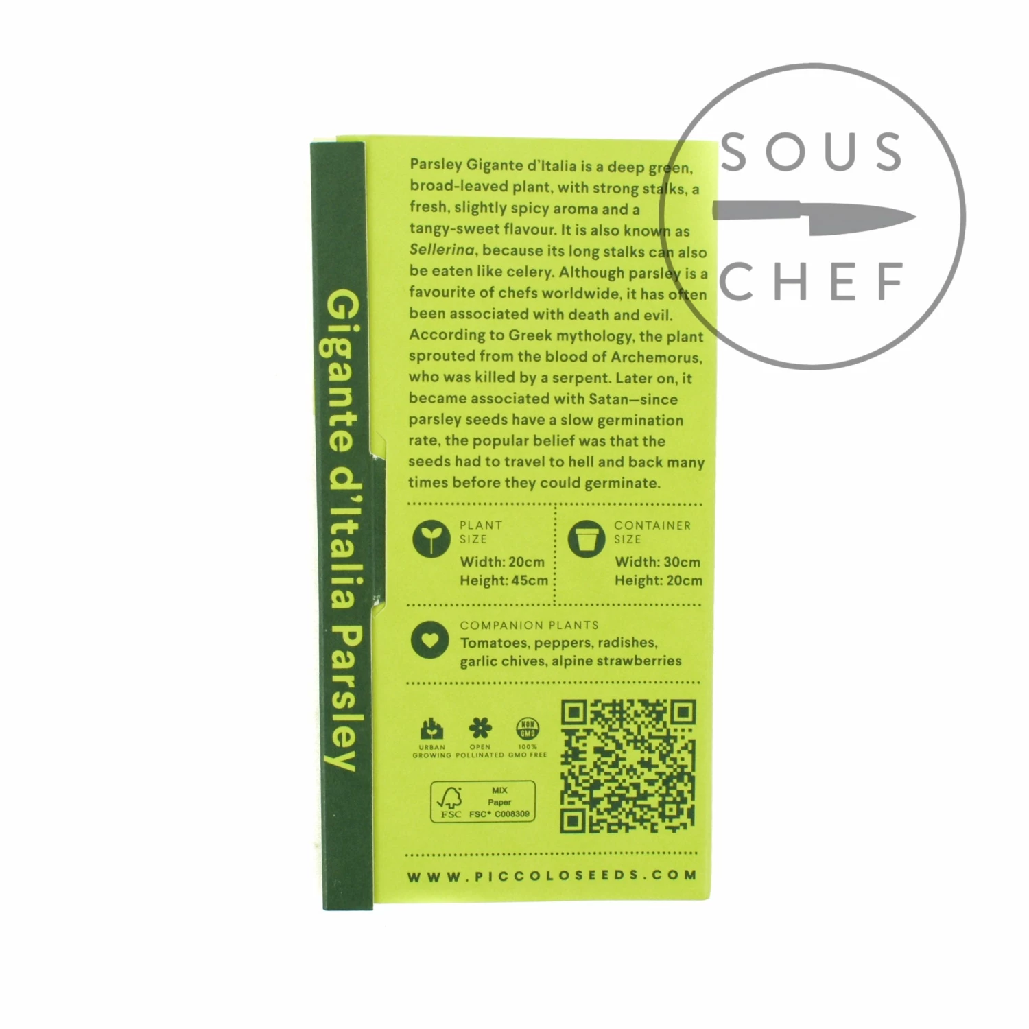 Piccolo Italian Giant Parsley Seeds Ingredients