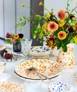 Puglia Handmade Tableware Puglia Orange Splatter Pitcher