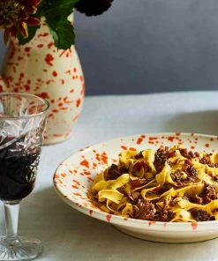 Puglia Handmade Tableware Puglia Orange Splatter Pasta Bowl 29cm