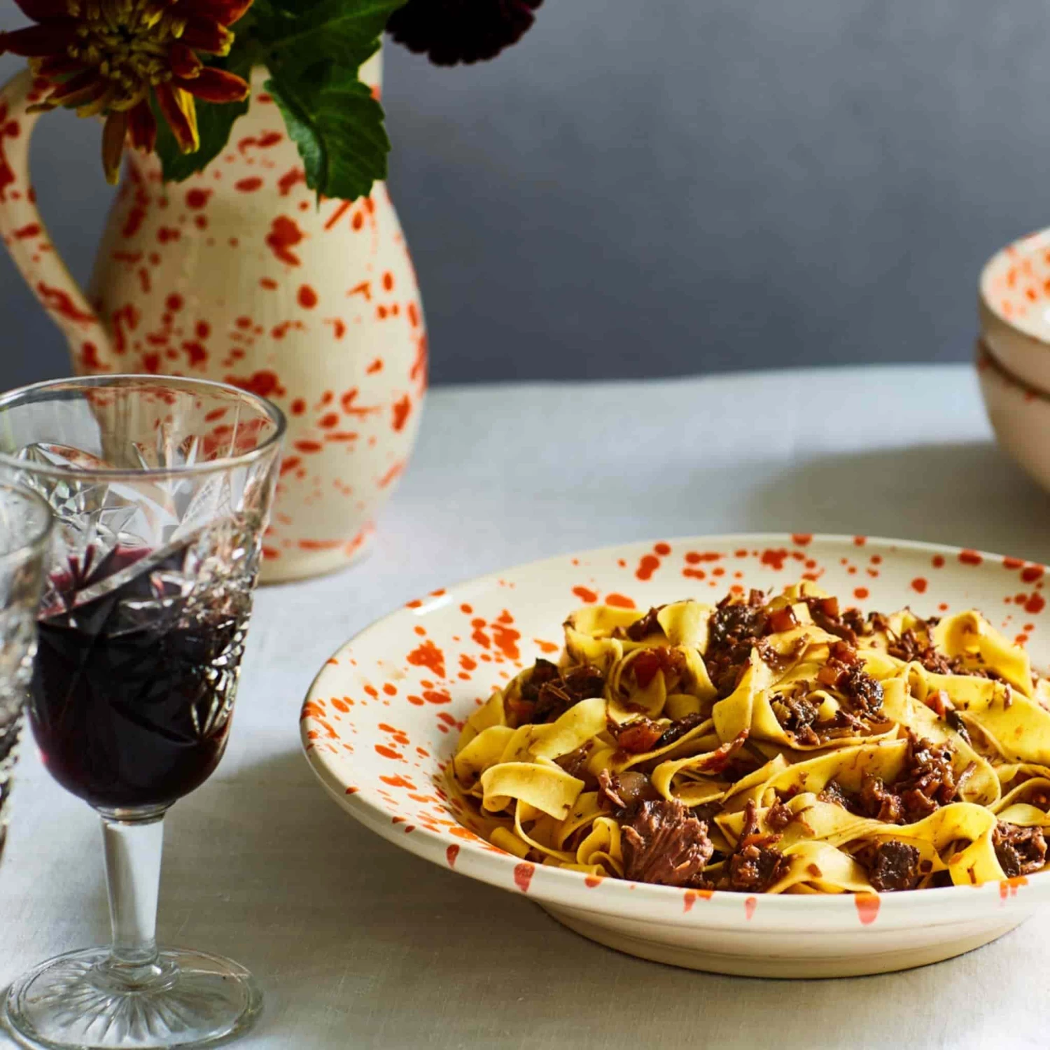 Puglia Handmade Tableware Puglia Orange Splatter Pasta Bowl 29cm