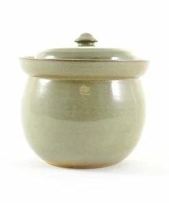 Sauerkraut Pots Cookware Handmade Stoneware Fermenting Crock In Green 2 Litre