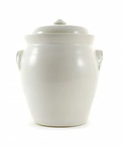Sauerkraut Pots Cookware Handmade Stoneware Fermenting Crock In White 4.5 Litre