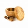 Naturally Med Olive Wood Salt Pot And Scoop Set Tableware