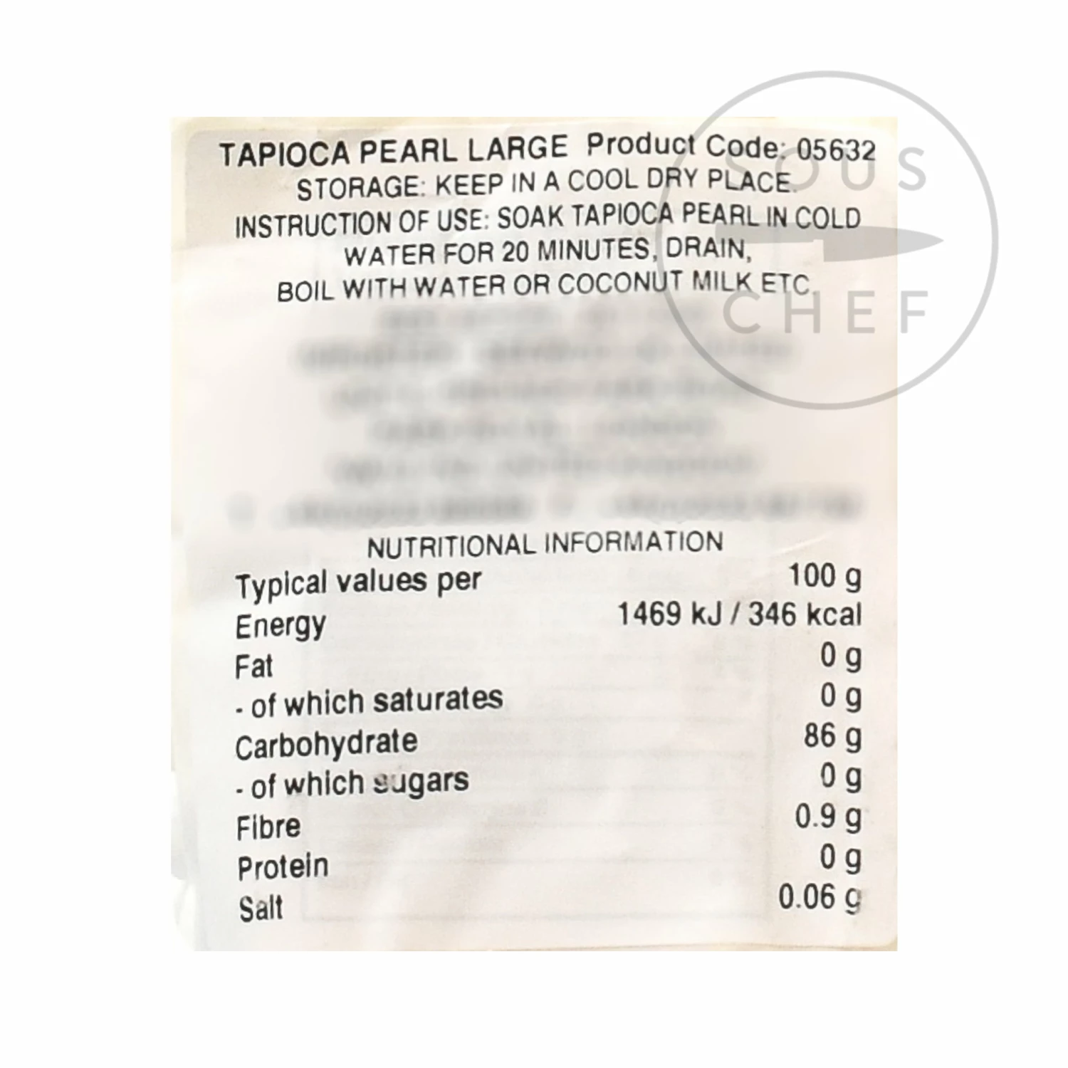 Cock Large Tapioca Pearl 454g Ingredients