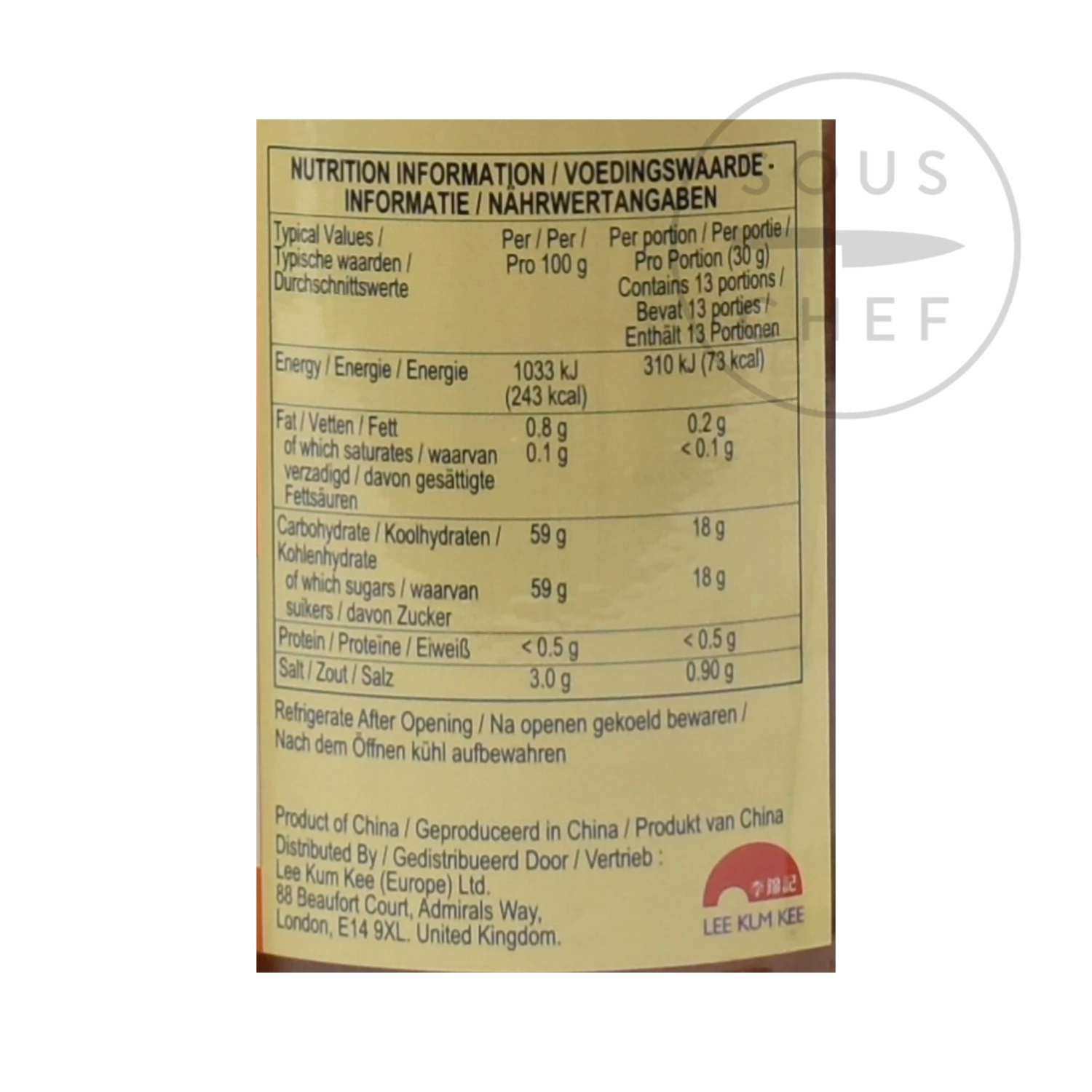 Ingredients Lee Kum Kee Plum Sauce 397g