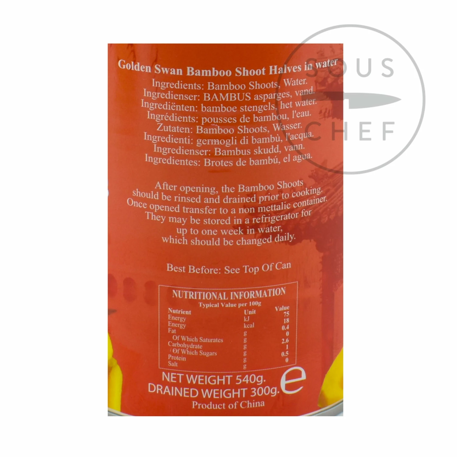 Ingredients Golden Swan Bamboo Halves 540g