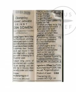 Ingredients Clearspring Organic Skinny Soba Somen Noodles 200g