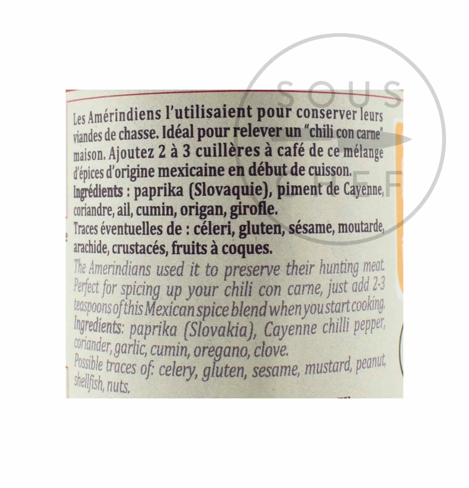 Terre Exotique Tex Mex Spice Blend 60g Ingredients