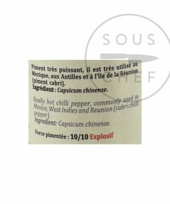 Terre Exotique Habanero Chilli Pepper 12g Ingredients