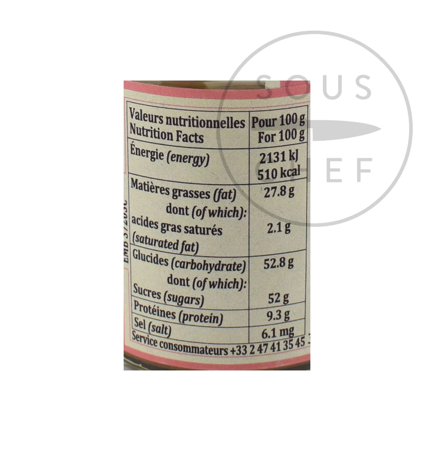 Ingredients Terre Exotique Praline Paste 100g