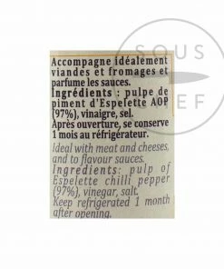 Terre Exotique Espelette Chilli Pepper Puree 90g Ingredients