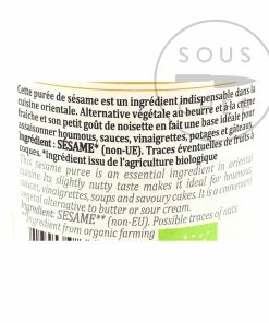 Terre Exotique Organic Tahini 180g Ingredients