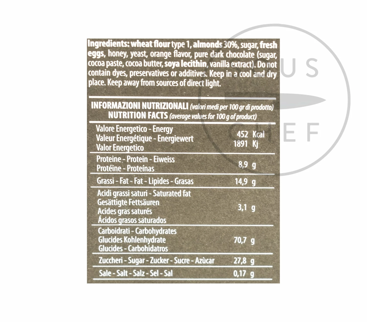 Desideri Chocolate Covered Cantuccini Di Prato 180g Ingredients