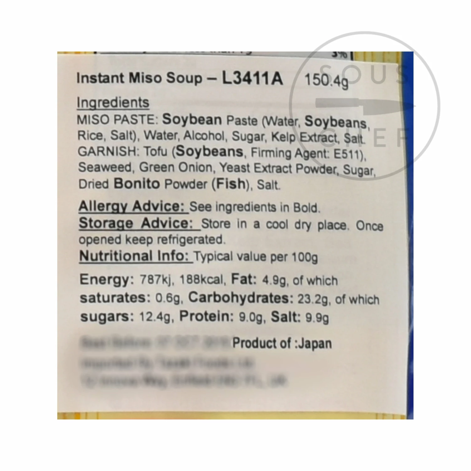 Hikari Instant Miso Soup With Tofu 8 X 22g Servings Ingredients