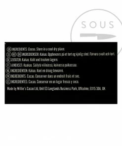Ingredients Willie's Cacao Madagascan Black 100% Cooking Chocolate 180g
