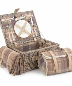 Willow Direct Tartan Picnic Hamper For 2 Lavender