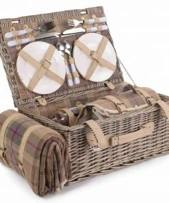 Willow Direct Tartan Picnic Hamper For 4 Lavender