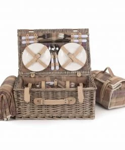 Willow Direct Tartan Picnic Hamper For 4 Lavender