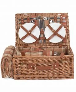 Willow Direct Tartan Picnic Hamper For 4 Autumn Red