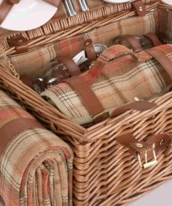 Willow Direct Tartan Picnic Hamper For 4 Autumn Red