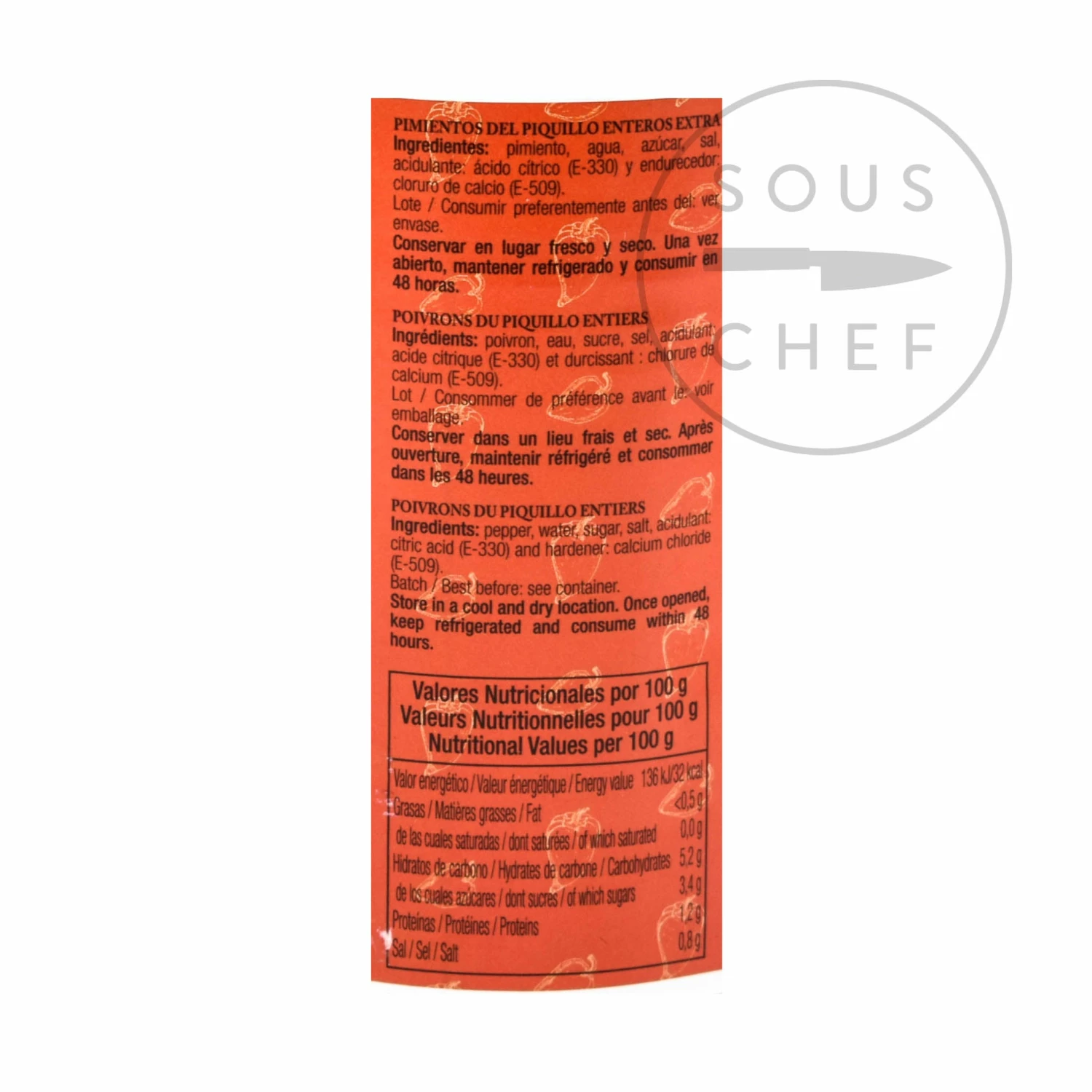 Whole Piquillo Peppers 400g Ingredients