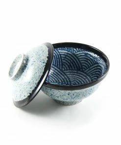 Kiji Stoneware & Ceramics Blue Wave Covered Bowl