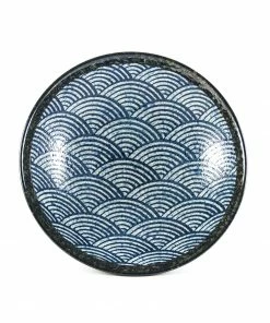 Kiji Stoneware & Ceramics Blue Wave Large Shallow Bowl
