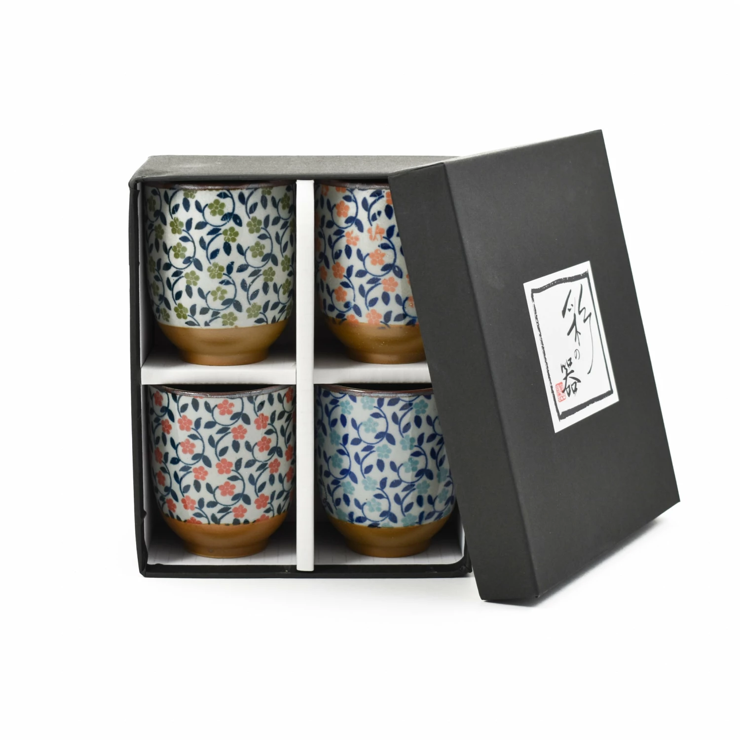 Kiji Stoneware & Ceramics Colourful Japanese Flower Tea Cup Set