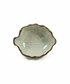Kiji Stoneware & Ceramics Cream & Pale Green Leaf Dish