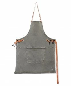 Dutchdeluxes Canvas BBQ Apron In Grey-Green