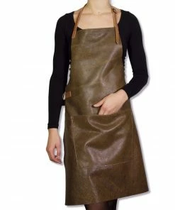 Dutchdeluxes Leather BBQ Apron In Vintage Brown