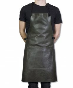 Cookware Dutchdeluxes Leather BBQ Apron In Vintage Grey