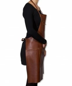Dutchdeluxes Leather Zipper Apron In Classic Brown Cookware