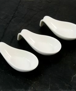 Kiji Stoneware & Ceramics White Drop Handle Canape Dish X 12