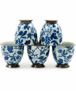 Kiji Stoneware & Ceramics Kashiwa Blue Japanese Teacup Set