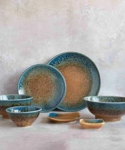 Kiji Stoneware & Ceramics Chouseki Blue Gold Sauce Dish 9cm X 6.5cm X 2.5cm High