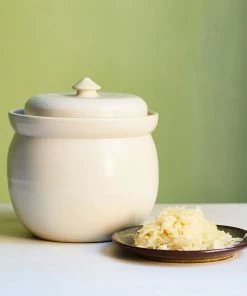 Sauerkraut Pots Handmade Stoneware Fermenting Crock In White 2 Litre