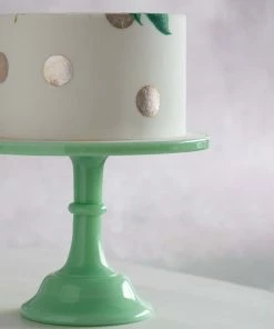 Mosser Glass Jade Milk Glass Cake Stand