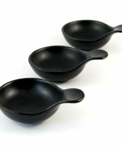 Kiji Stoneware & Ceramics Black Porcelain Lipped Canape Dish X 12 Tableware