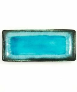 Kiji Stoneware & Ceramics Japanese Tableware Oblong Turquoise Platter