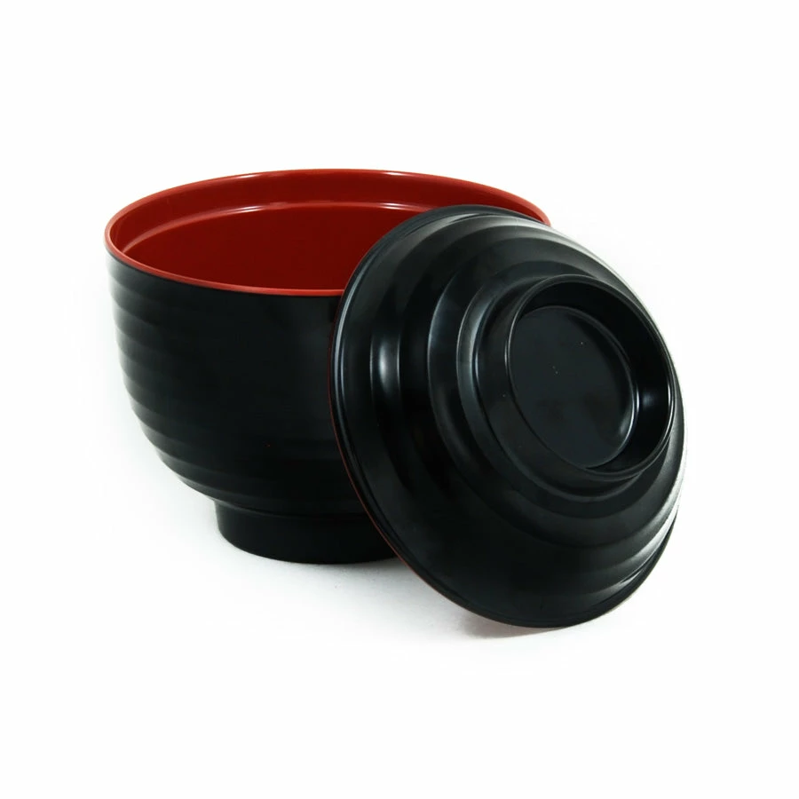 R&B Melamine Red & Black Miso Soup Bowl Tableware