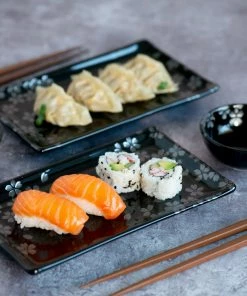 Kiji Stoneware & Ceramics Kuro Hana Sushi Serving Set