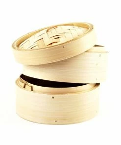 Chinese Cookware 2-Tier Bamboo Steamer With Lid 8" Dia